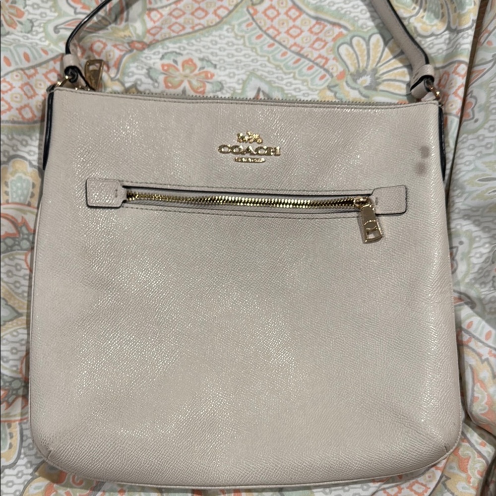 Coach Cream Pebbled Leather Crossbody Bag